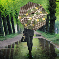 Aloha Puakenikeni Anthurium Pikake Lei Umbrella Chocolate Hawaiian Palaka Pattern