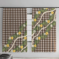 Aloha Puakenikeni Anthurium Pikake Lei Window Curtain Chocolate Hawaiian Palaka Pattern