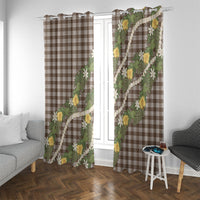 Aloha Puakenikeni Anthurium Pikake Lei Window Curtain Chocolate Hawaiian Palaka Pattern
