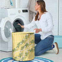 Aloha Puakenikeni Anthurium Pikake Lei Laundry Basket Gold Hawaiian Palaka Pattern