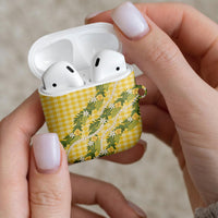 Aloha Puakenikeni Anthurium Pikake Lei AirPods Case Gold Hawaiian Palaka Pattern
