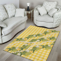 Aloha Puakenikeni Anthurium Pikake Lei Area Rug Gold Hawaiian Palaka Pattern