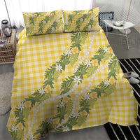 Aloha Puakenikeni Anthurium Pikake Lei Bedding Set Gold Hawaiian Palaka Pattern