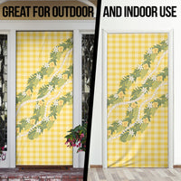 Aloha Puakenikeni Anthurium Pikake Lei Door Cover Gold Hawaiian Palaka Pattern