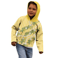 Aloha Puakenikeni Anthurium Pikake Lei Kid Hoodie Gold Hawaiian Palaka Pattern