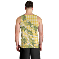 Aloha Puakenikeni Anthurium Pikake Lei Men Tank Top Gold Hawaiian Palaka Pattern