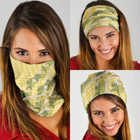 Aloha Puakenikeni Anthurium Pikake Lei Neck Gaiter Gold Hawaiian Palaka Pattern