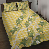 Aloha Puakenikeni Anthurium Pikake Lei Quilt Bed Set Gold Hawaiian Palaka Pattern