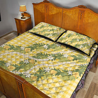 Aloha Puakenikeni Anthurium Pikake Lei Quilt Bed Set Gold Hawaiian Palaka Pattern