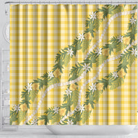 Aloha Puakenikeni Anthurium Pikake Lei Shower Curtain Gold Hawaiian Palaka Pattern