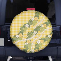 Aloha Puakenikeni Anthurium Pikake Lei Spare Tire Cover Gold Hawaiian Palaka Pattern