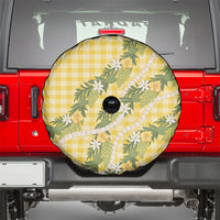 Aloha Puakenikeni Anthurium Pikake Lei Spare Tire Cover Gold Hawaiian Palaka Pattern