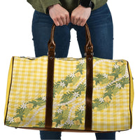 Aloha Puakenikeni Anthurium Pikake Lei Travel Bag Gold Hawaiian Palaka Pattern