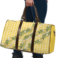 Aloha Puakenikeni Anthurium Pikake Lei Travel Bag Gold Hawaiian Palaka Pattern