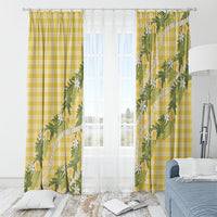 Aloha Puakenikeni Anthurium Pikake Lei Window Curtain Gold Hawaiian Palaka Pattern