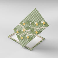 Aloha Puakenikeni Anthurium Pikake Lei Canvas Wall Art Green Hawaiian Palaka Pattern