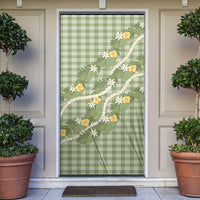 Aloha Puakenikeni Anthurium Pikake Lei Door Cover Green Hawaiian Palaka Pattern