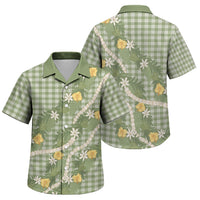Aloha Puakenikeni Anthurium Pikake Lei Family Matching Long Sleeve Bodycon Dress and Hawaiian Shirt Green Hawaiian Palaka Pattern LT9 Son's Shirt Green - Polynesian Pride