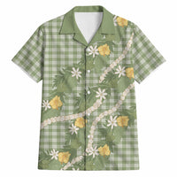Aloha Puakenikeni Anthurium Pikake Lei Hawaiian Shirt Green Hawaiian Palaka Pattern LT9 Green - Polynesian Pride