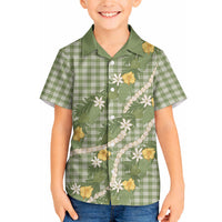 Aloha Puakenikeni Anthurium Pikake Lei Hawaiian Shirt Green Hawaiian Palaka Pattern LT9 - Polynesian Pride