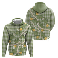 Aloha Puakenikeni Anthurium Pikake Lei Hoodie Green Hawaiian Palaka Pattern