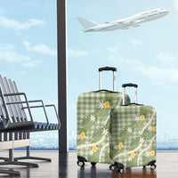 Aloha Puakenikeni Anthurium Pikake Lei Luggage Cover Green Hawaiian Palaka Pattern