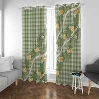 Aloha Puakenikeni Anthurium Pikake Lei Window Curtain Green Hawaiian Palaka Pattern