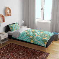 Aloha Puakenikeni Anthurium Pikake Lei Bedding Set Marine Hawaiian Palaka Pattern