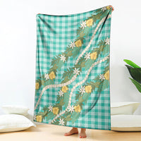 Aloha Puakenikeni Anthurium Pikake Lei Blanket Marine Hawaiian Palaka Pattern