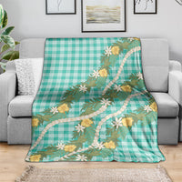 Aloha Puakenikeni Anthurium Pikake Lei Blanket Marine Hawaiian Palaka Pattern