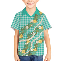 Aloha Puakenikeni Anthurium Pikake Lei Family Matching Mermaid Dress and Hawaiian Shirt Marine Hawaiian Palaka Pattern