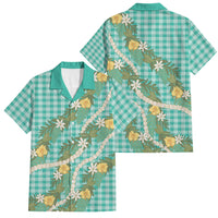 Aloha Puakenikeni Anthurium Pikake Lei Family Matching Off Shoulder Short Dress and Hawaiian Shirt Marine Hawaiian Palaka Pattern LT9 Dad's Shirt - Short Sleeve Marine - Polynesian Pride