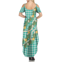 Aloha Puakenikeni Anthurium Pikake Lei Family Matching Summer Maxi Dress and Hawaiian Shirt Marine Hawaiian Palaka Pattern