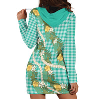 Aloha Puakenikeni Anthurium Pikake Lei Hoodie Dress Marine Hawaiian Palaka Pattern