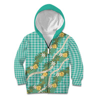 Aloha Puakenikeni Anthurium Pikake Lei Kid Hoodie Marine Hawaiian Palaka Pattern