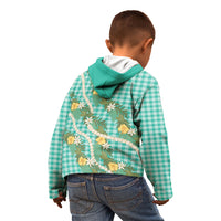 Aloha Puakenikeni Anthurium Pikake Lei Kid Hoodie Marine Hawaiian Palaka Pattern