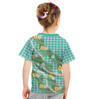 Aloha Puakenikeni Anthurium Pikake Lei Kid T Shirt Marine Hawaiian Palaka Pattern