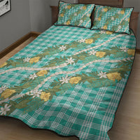 Aloha Puakenikeni Anthurium Pikake Lei Quilt Bed Set Marine Hawaiian Palaka Pattern