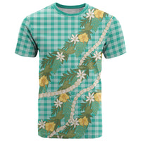 Aloha Puakenikeni Anthurium Pikake Lei T Shirt Marine Hawaiian Palaka Pattern