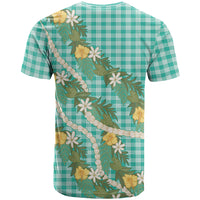 Aloha Puakenikeni Anthurium Pikake Lei T Shirt Marine Hawaiian Palaka Pattern