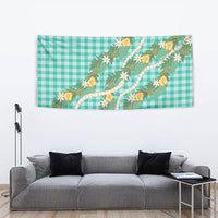 Aloha Puakenikeni Anthurium Pikake Lei Tapestry Marine Hawaiian Palaka Pattern