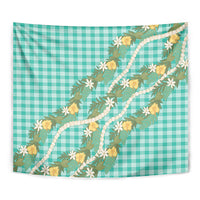 Aloha Puakenikeni Anthurium Pikake Lei Tapestry Marine Hawaiian Palaka Pattern