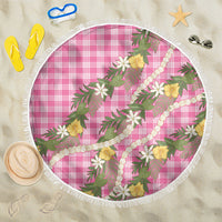 Aloha Puakenikeni Anthurium Pikake Lei Beach Blanket Tropical Pink Hawaiian Palaka Pattern
