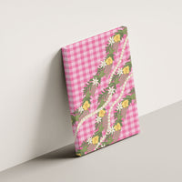 Aloha Puakenikeni Anthurium Pikake Lei Canvas Wall Art Tropical Pink Hawaiian Palaka Pattern