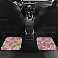 Aloha Puakenikeni Anthurium Pikake Lei Car Mats Tropical Pink Hawaiian Palaka Pattern