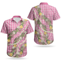 Aloha Puakenikeni Anthurium Pikake Lei Couples Matching Tank Maxi Dress and Hawaiian Shirt Tropical Pink Hawaiian Palaka Pattern LT9 - Polynesian Pride
