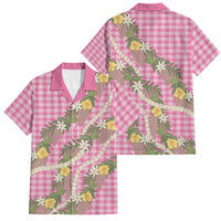 Aloha Puakenikeni Anthurium Pikake Lei Family Matching Off The Shoulder Long Sleeve Dress and Hawaiian Shirt Tropical Pink Hawaiian Palaka Pattern LT9 Dad's Shirt - Short Sleeve Pink - Polynesian Pride