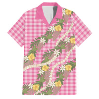 Aloha Puakenikeni Anthurium Pikake Lei Family Matching Puletasi and Hawaiian Shirt Tropical Pink Hawaiian Palaka Pattern