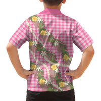 Aloha Puakenikeni Anthurium Pikake Lei Family Matching Summer Maxi Dress and Hawaiian Shirt Tropical Pink Hawaiian Palaka Pattern