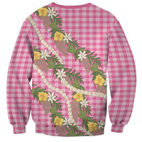 Aloha Puakenikeni Anthurium Pikake Lei Sweatshirt Tropical Pink Hawaiian Palaka Pattern